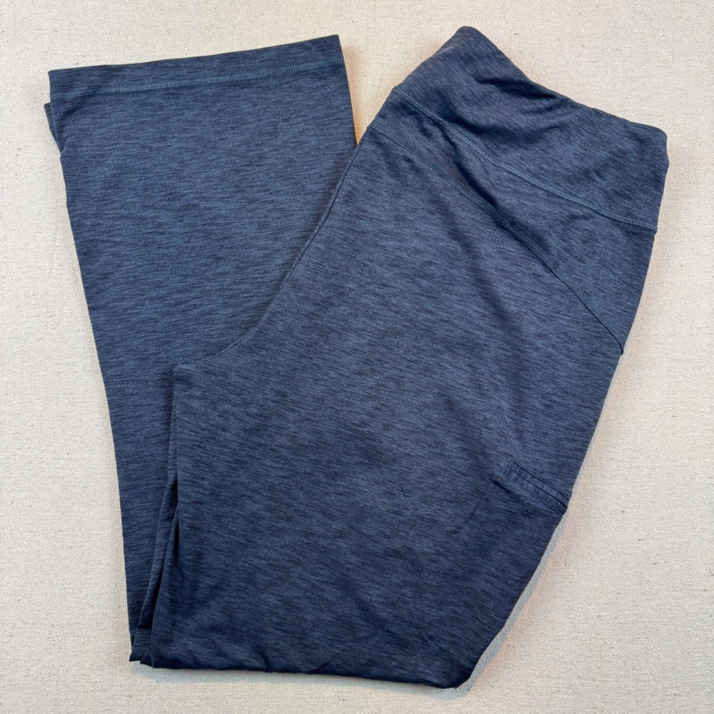 Duluth Trading Co XL Yoga Pants Women Blue Bootcut Supplex Pocket 31 Inseam